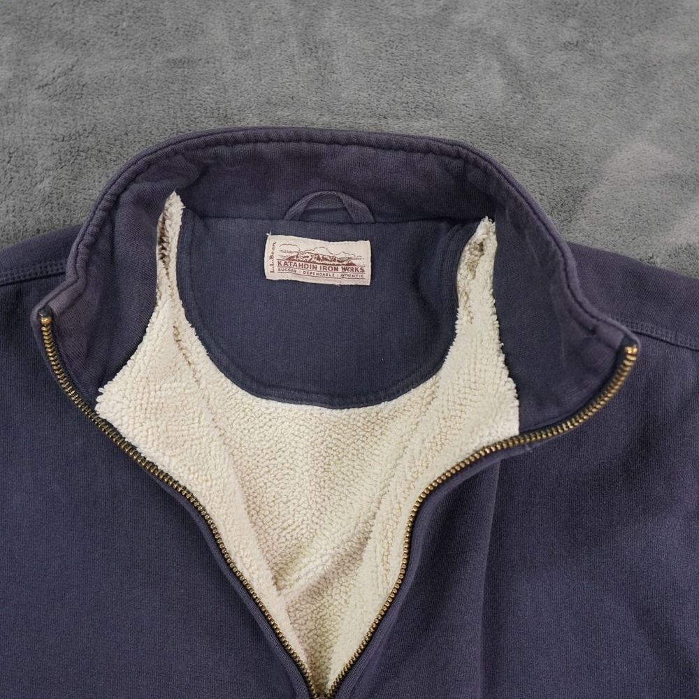 LL Bean Katahdin Iron Work Sherpa Lined Jacket Men Large‎ Blue Full Zip Gorpcore - Picture 4 of 12